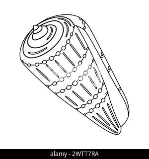 Illustration vectorielle de coquillage. Page de coloriage Seashell contour noir et blanc pour les enfants et les adultes. Page pour la relaxation et la méditation. Illustration vectorielle Illustration de Vecteur