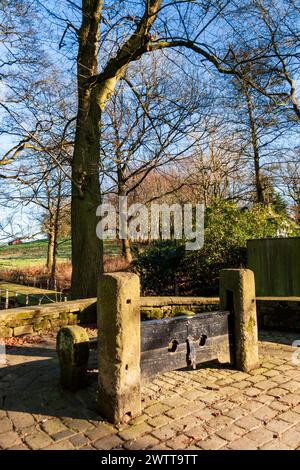 Stocks du village, Withnell Fold, Lancashire. Banque D'Images