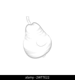 Poire, croquis de ligne de fruits sucrés de vitamine et récolte de l'illustration vectorielle de jardin de ferme Illustration de Vecteur