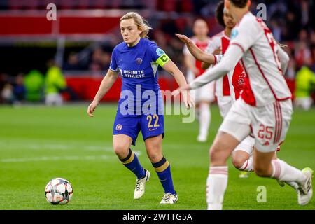 Amsterdam, pays-Bas. 19 mars 2024. AMSTERDAM, PAYS-BAS - 19 MARS : Erin Cuthbert, de Chelsea, court avec le ballon lors du match de quart de finale de l'UEFA Women's Champions League, match de jambe 1 entre l'AFC Ajax et Chelsea au Johan Cruijff Arena le 19 mars 2024 à Amsterdam, pays-Bas. (Photo de Dave Rietbergen/Orange Pictures) crédit : Orange pics BV/Alamy Live News Banque D'Images