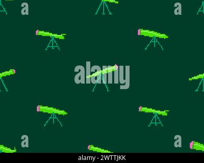 Modèle sans couture pour télescope à pixels. Télescope sur un trépied dans le style pixel art. télescope astronomique 8 bits pour l'observation de l'espace extra-atmosphérique. Conception pour impression w Illustration de Vecteur