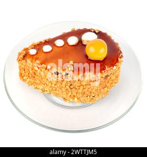 Gâteau appétissant au chocolat isolé sur fond blanc. Banque D'Images