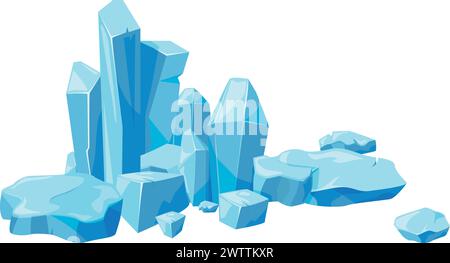 Elément de paysage de jeu de dessins animés de blocs de cristal de glace Illustration de Vecteur