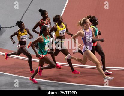 Finale du 800m féminin aux Championnats du monde d’athlétisme en salle, Emirates Arena, Glasgow, Écosse, Royaume-Uni. 1st/3rd mars 2024. Photo Gary Mitchell Banque D'Images