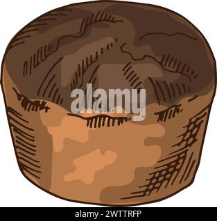 Pain de seigle rond. Croquis de boulangerie maison Illustration de Vecteur
