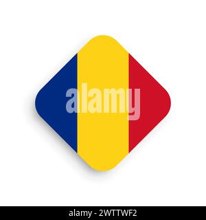 Drapeau de Roumanie - icône en forme de losange avec ombre tombée isolé sur fond blanc Illustration de Vecteur