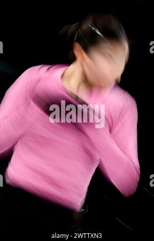 MOne CHIBA (JPN), pendant les entraînements féminins, aux Championnats du monde de patinage artistique de l’ISU 2024, au Centre Bell, le 19 mars 2024 à Montréal, Canada. Crédit : Raniero Corbelletti/AFLO/Alamy Live News Banque D'Images