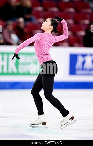 MOne CHIBA (JPN), pendant les entraînements féminins, aux Championnats du monde de patinage artistique de l’ISU 2024, au Centre Bell, le 19 mars 2024 à Montréal, Canada. Crédit : Raniero Corbelletti/AFLO/Alamy Live News Banque D'Images