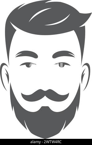 Portrait de visage masculin barbu. Avatar homme noir Illustration de Vecteur