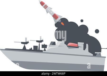 Lance-fusée pour navire de guerre. Icône d'arme de la force marine Illustration de Vecteur