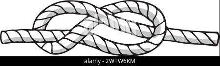 Noeud noué dans un style nautique. Dessin de boucle de corde Illustration de Vecteur