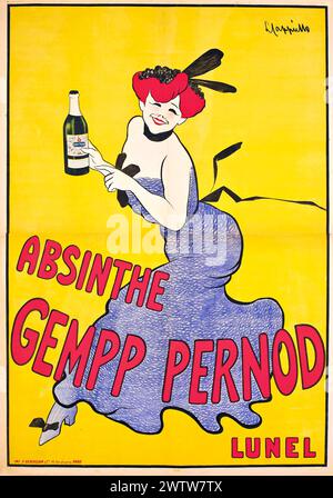 Affiche publicitaire vintage. Absinthe, Gempp Pernod. Leonetto Cappiello , 1910, France Banque D'Images