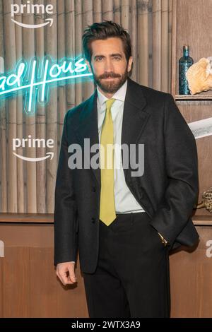 New York, États-Unis. 19 mars 2024. NEW YORK, NEW YORK - 19 MARS : Jake Gyllenhaal assiste à la première de 'Road House' New York au Jazz au Lincoln Center le 19 mars 2024 à New York. Crédit : Ron Adar/Alamy Live News Banque D'Images
