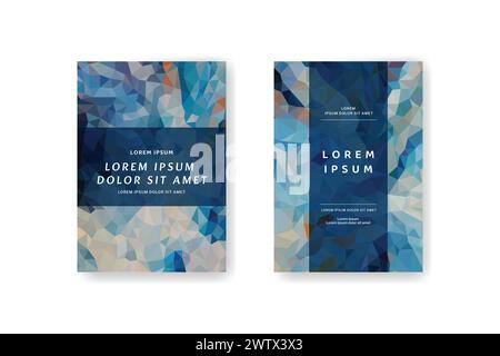 Bas poly vertical abstrait bleu flyers, collections de couvertures de format A4, décors de fonds, tendance, géométrique, cyber polygonal et multicolore beau pr Illustration de Vecteur
