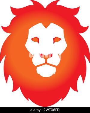 élément de symbole de force de puissance de vecteur de logo de tête de lion rouge personnalisé Illustration de Vecteur