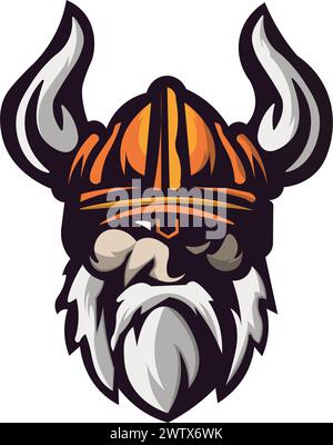 Viking Warrior Head logo symbole vecteur Illustration de Vecteur