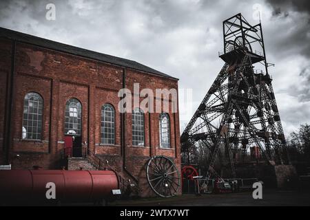 Un engrenage d'enroulement de la mine de charbon à Astley Green, Lancashire, Royaume-Uni Banque D'Images