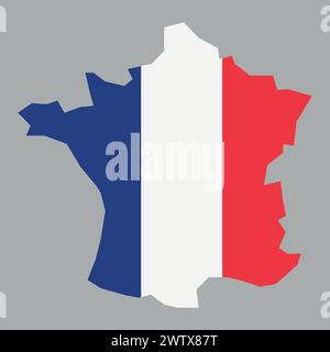 drapeau de carte de vecteur noir france sur fond blanc Illustration de Vecteur