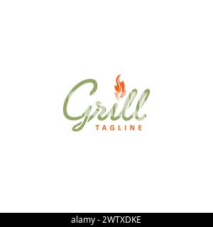 Logo Grill Design simple. Logo Fire Food Illustration de Vecteur