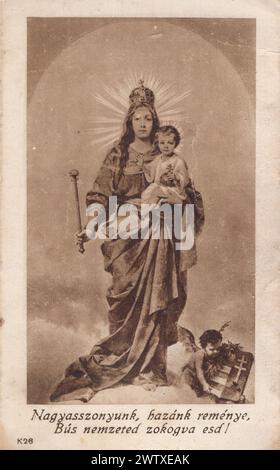 Ancienne carte sainte colorée Madonna, St Mary, Maria, Samaria Zell, Mater Dolorosa, Immaculée, Ave Maria, Rosa Mystica, Szűz Mária, Mary, Our Lady of Sorrows - autorisations de droits supplémentaires - non disponible Banque D'Images