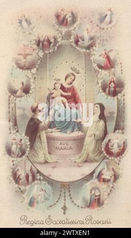 Ancienne carte sainte colorée Madonna, St Mary, Maria, Samaria Zell, Mater Dolorosa, Immaculée, Ave Maria, Rosa Mystica, Szűz Mária, Mary, Our Lady of Sorrows - autorisations de droits supplémentaires - non disponible Banque D'Images