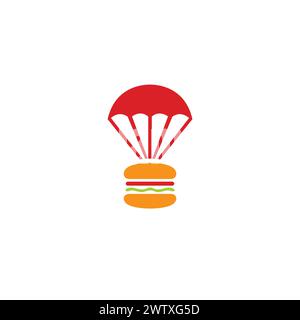 Logo Parachute Burger. Icône aliments Illustration de Vecteur