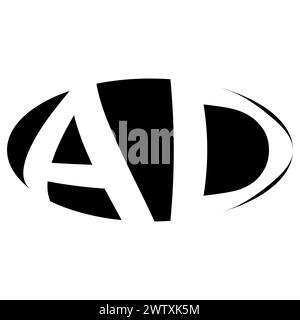 Logo ovale double lettre A, d deux lettres ad da Illustration de Vecteur