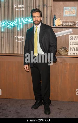 New York, États-Unis. 19 mars 2024. Jake Gyllenhaal assiste à la première « Road House » New York au Jazz au Lincoln Center de New York. Crédit : SOPA images Limited/Alamy Live News Banque D'Images