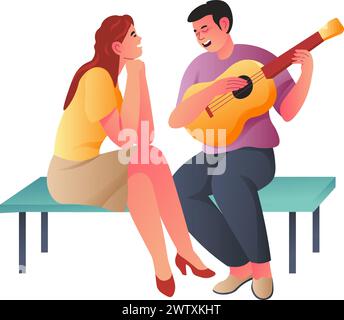 Illustration vectorielle Intimate Guitar Serenade Illustration de Vecteur
