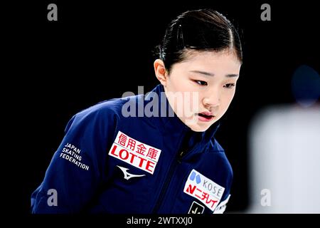 MOne CHIBA (JPN), pendant les entraînements féminins, aux Championnats du monde de patinage artistique de l’ISU 2024, au Centre Bell, le 19 mars 2024 à Montréal, Canada. Crédit : Raniero Corbelletti/AFLO/Alamy Live News Banque D'Images