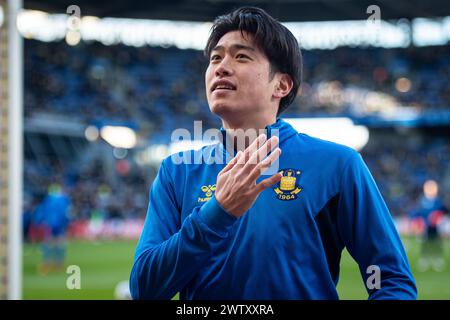 Brondby, Danemark. 17 mars 2024. Yuito Suzuki de Broendby vu avant le match de Superliga 3F entre Broendby IF et Silkeborg IF au stade de Brondby. (Crédit photo : Gonzales photo - Morten Kjaer). Banque D'Images