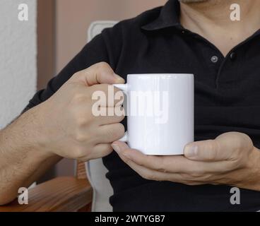 Maquette de tasse, maquette de tasse à café 11 oz, maquette de tasse à main PSD, tasse confortable, maquette de tasse moderne, stock de style minimal Banque D'Images