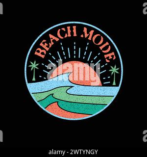Coloré Summer Beach Graphic Beach mode timbre-poste vague Distressed t shirt design vecteur d'impression Illustration de Vecteur
