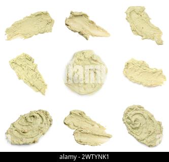 Savoureux beurre de noix isolé sur blanc, vue de dessus Banque D'Images
