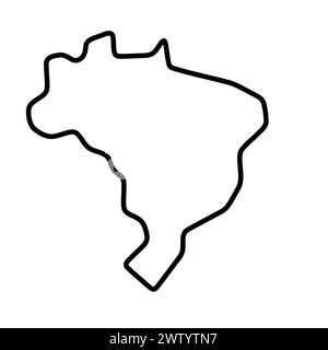Carte simplifiée du Brésil. Contour noir épais. Icône vectorielle simple Illustration de Vecteur