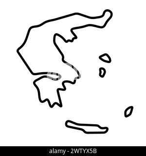 Carte simplifiée du pays de la Grèce. Contour noir épais. Icône vectorielle simple Illustration de Vecteur