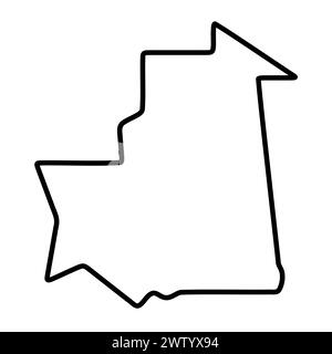 Mauritanie carte simplifiée du pays. Contour noir épais. Icône vectorielle simple Illustration de Vecteur