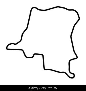 République démocratique du Congo carte simplifiée du pays. Contour noir épais. Icône vectorielle simple Illustration de Vecteur