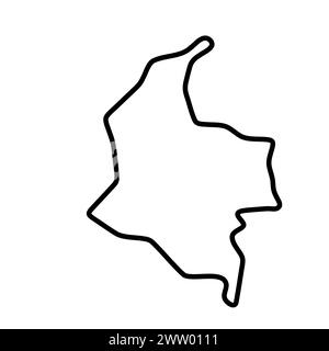 Colombie carte simplifiée du pays. Contour noir épais. Icône vectorielle simple Illustration de Vecteur