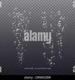 Les bulles sous l'eau sont isolées sur un fond transparent. Illustration vectorielle 3D. Illustration de Vecteur