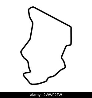 Carte simplifiée du pays Tchad. Contour noir épais. Icône vectorielle simple Illustration de Vecteur