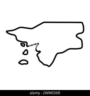 Guinée-Bissau carte simplifiée du pays. Contour noir épais. Icône vectorielle simple Illustration de Vecteur