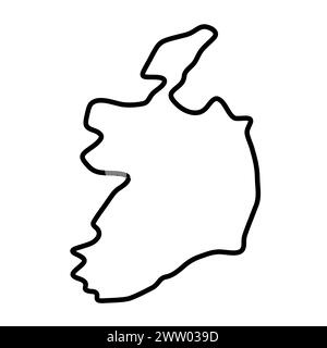 Carte simplifiée du pays d'Irlande. Contour noir épais. Icône vectorielle simple Illustration de Vecteur