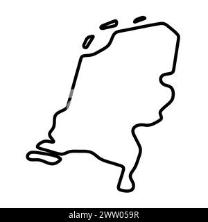 Carte simplifiée des pays-Bas. Contour noir épais. Icône vectorielle simple Illustration de Vecteur