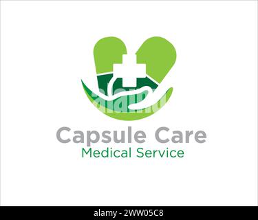 logo de soin de capsule pour la protection médicale et le service de clinique de santé et de pharmacie Illustration de Vecteur