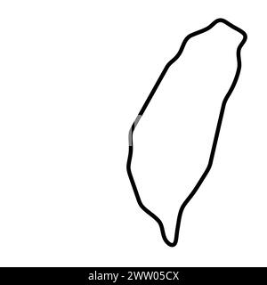 Carte simplifiée du pays de Taiwan. Contour noir épais. Icône vectorielle simple Illustration de Vecteur