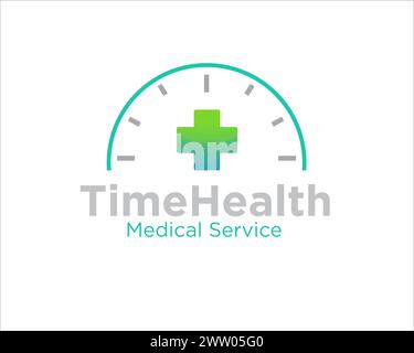 design de logo de santé de temps avec figure d'horloge et logo de service de santé de temps Illustration de Vecteur