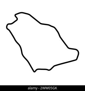 Arabie saoudite carte simplifiée du pays. Contour noir épais. Icône vectorielle simple Illustration de Vecteur