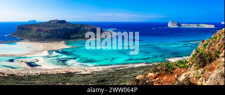 Grèce vacances d'été. Les plus beaux endroits et plages de l'île de Crète - Balos Bay (Gramvousa). Banque D'Images