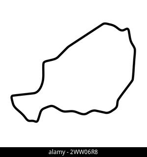 Carte simplifiée du pays Niger. Contour noir épais. Icône vectorielle simple Illustration de Vecteur